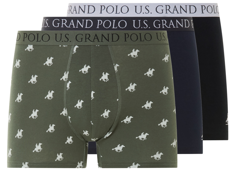Pánské boxerky, 3 kusy (khaki / černá / navy modrá, 4/S)