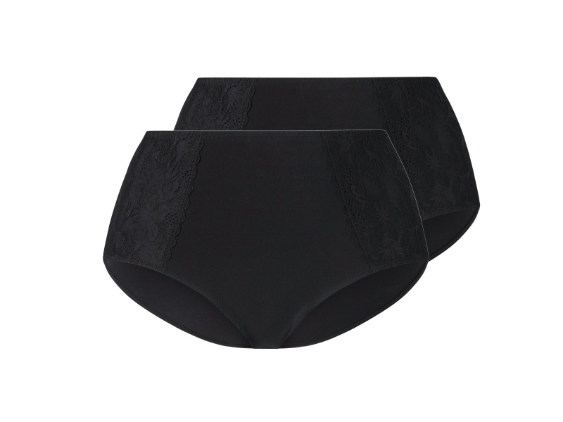 esmara® Dámské kalhotky s vysokým pasem Xxl, 2 kusy (černá, 3Xl(56/58))