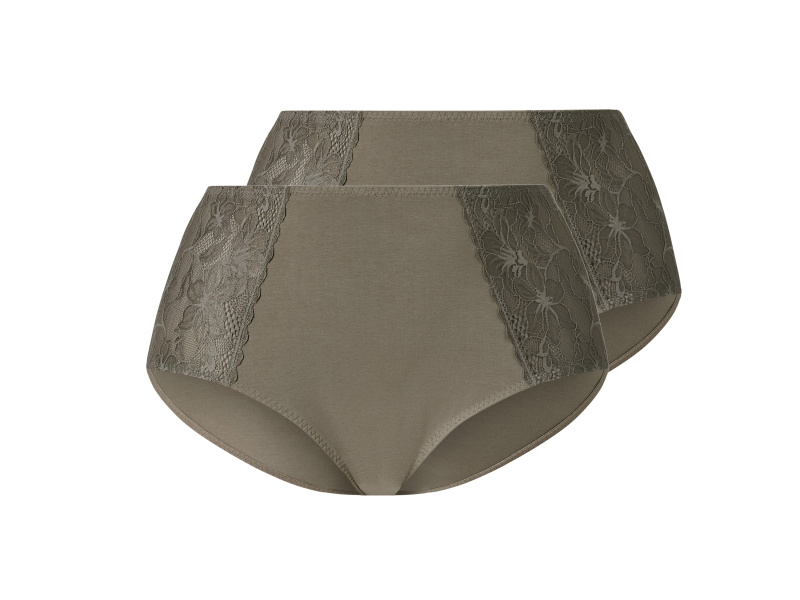 esmara® Dámské kalhotky s vysokým pasem Xxl, 2 kusy (khaki, L(44/46))