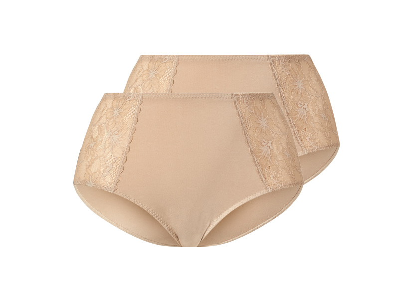 esmara® Dámské kalhotky s vysokým pasem Xxl, 2 kusy (béžová, L(44/46))