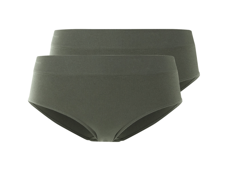 esmara® Dámské bezešvé kalhotky Hipster, 2 kusy (khaki, L(44/46))