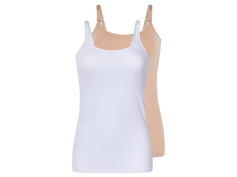 esmara® Dámský top na kojení s BIO bavlnou, 2 kusy (růžová/bílá, Xl(48/50))