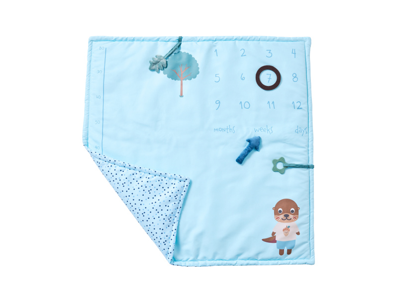 lupilu® Dětská deka s milníky, 90 x 90 cm (modrá/chlapec)