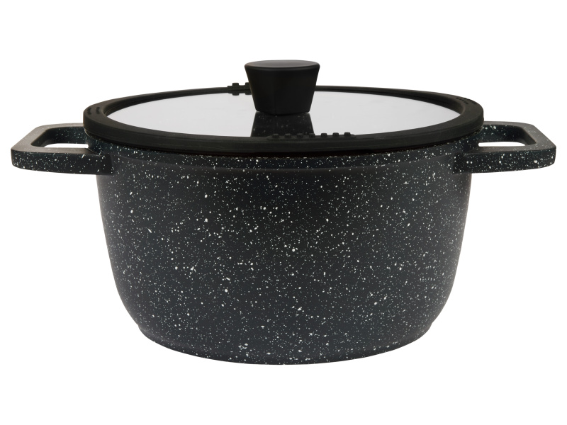 Silvercrest® Hrnec z hliníkové litiny, Ø 24 cm (žulový vzhled/černá)