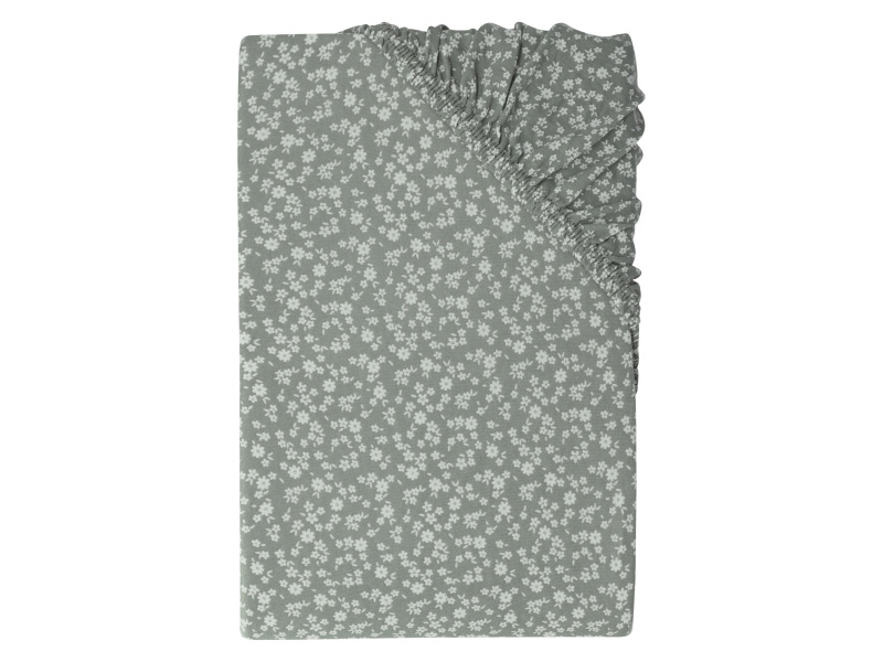 Livarno home Žerzejové napínací prostěradlo, 90-100 x 200 cm (květiny/zelená)