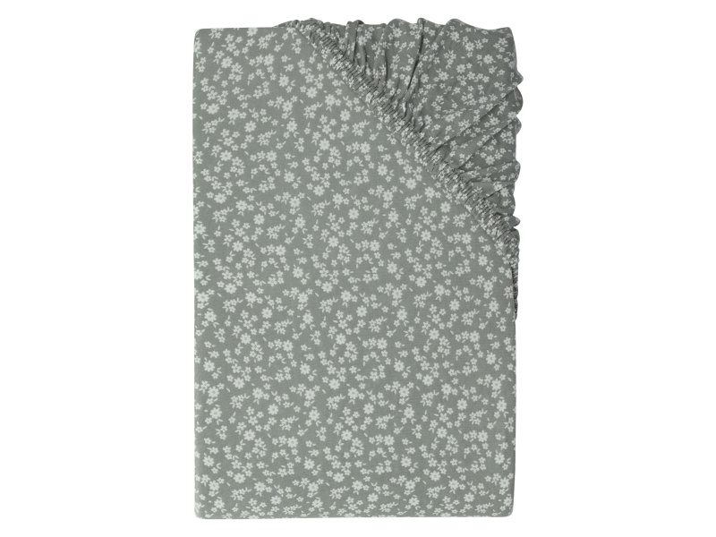 Livarno home Žerzejové napínací prostěradlo, 140–160 x 200 cm (květiny/zelená)