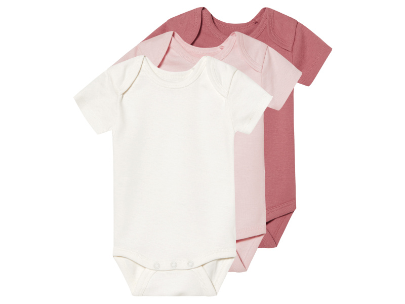 lupilu® Dětské body s BIO bavlnou, 3 kusy (bílá / růžová / světle růžová, 74/80)