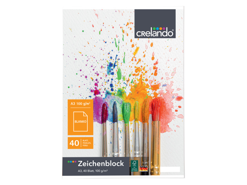 Crelando® Skicák DIN A3, 40 listů (štětce)