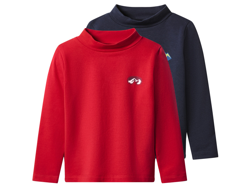lupilu® Dětské termo triko s dlouhými rukávy s BIO bavlnou, 2 kusy (navy modrá / červená, 110/116)
