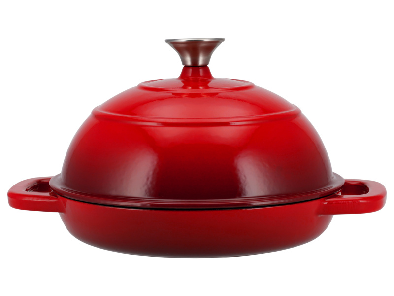 Silvercrest® Litinový hrnec / forma na pečení chleba (kulatá, červená)