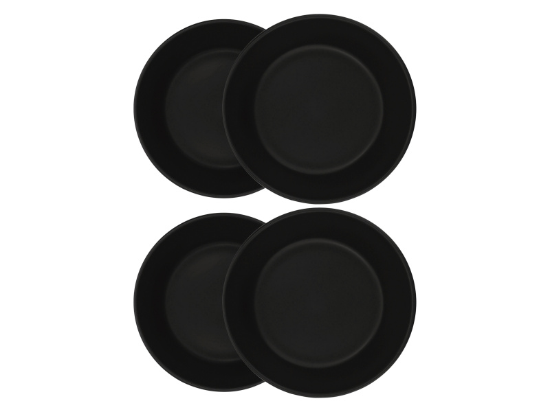 Silvercrest® Sada talířů / misek, 4dílná (talíř, černá)