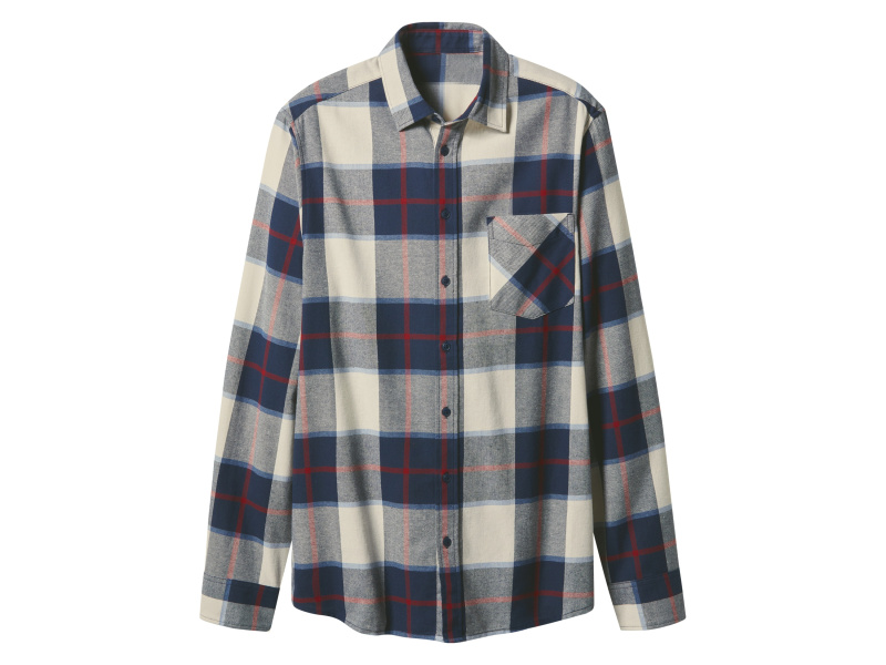esmara Men Pánská flanelová volnočasová košile (kostka / navy modrá / béžová, XL (43/44))