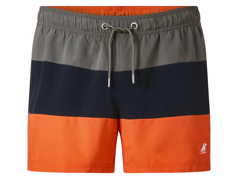 Pánské koupací kraťasy (olivová / navy modrá / oranžová, 4/S)