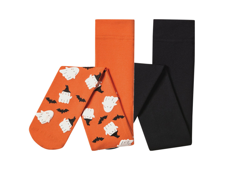 lupilu® Dívčí termo punčochové kalhoty na Halloween, 2 kusy (oranžová/černá, 98/104)