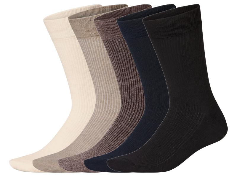 esmara® Pánské ponožky s BIO bavlnou, 5 párů (krémová / béžová / hnědá / navy modrá / černá, 39-42)