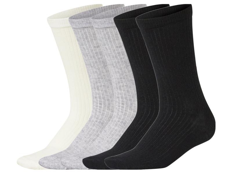 esmara® Dámské ponožky s BIO bavlnou, 5 párů (krémová/šedá/černá, 35-38)