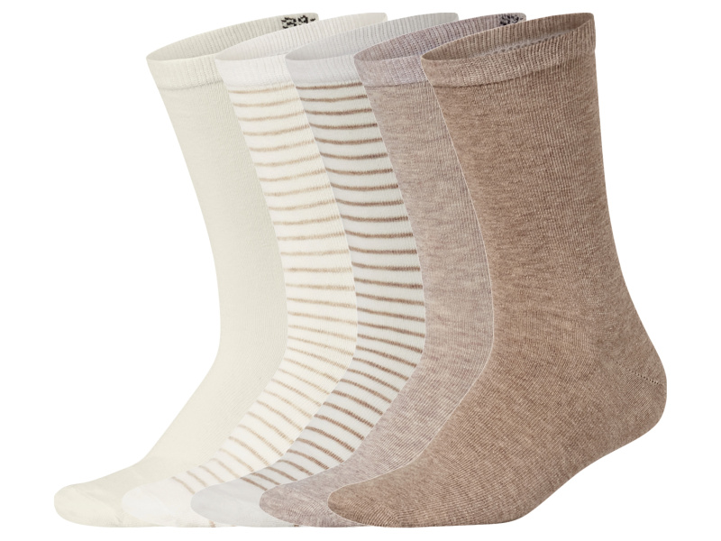 esmara® Dámské ponožky s BIO bavlnou, 5 párů (krémová / pruhy / béžová / světle béžová, 39-42)