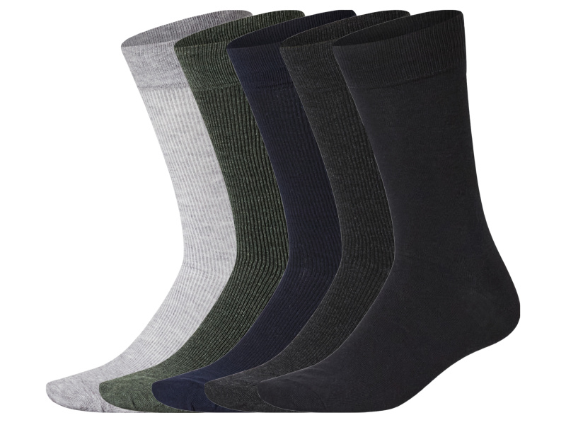 esmara® Pánské ponožky s BIO bavlnou, 5 párů (zelená / šedá / černá / navy modrá, 39-42)