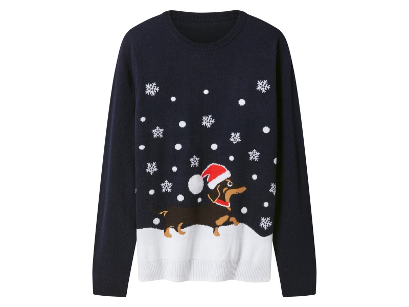 esmara® Dámský vánoční svetr s LED efektem / s hudbou (navy modrá, S(36/38))