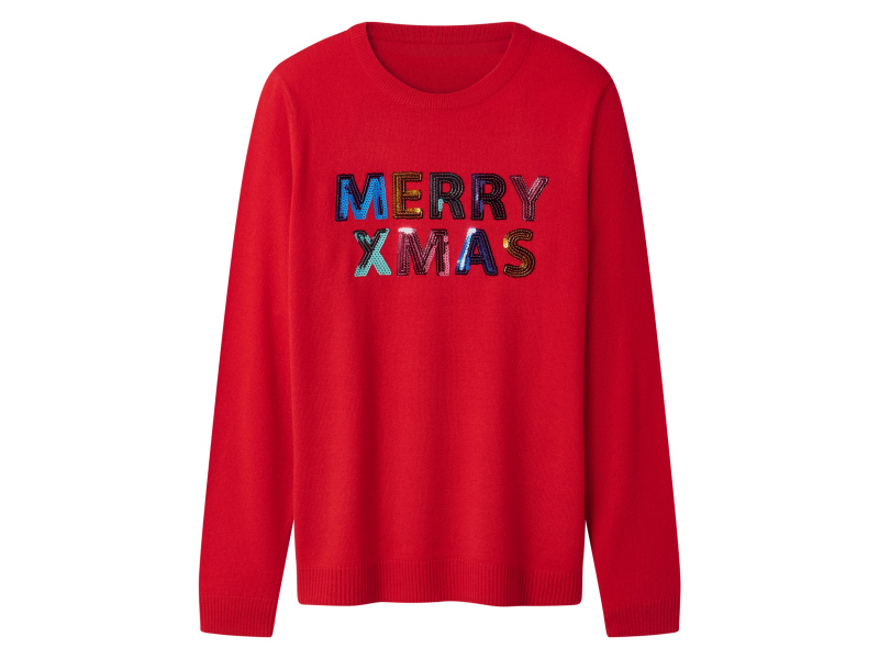 esmara® Dámský vánoční svetr s LED efektem / s hudbou (červená, L(44/46))