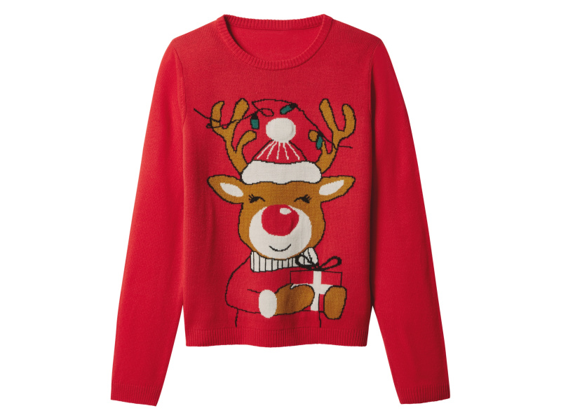 esmara® Dívčí vánoční svetr s LED efektem a hudbou (červená, 146/152)