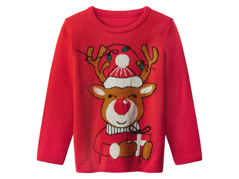 lupilu® Dívčí vánoční svetr s LED efektem a zvukem (červená, 98/104)