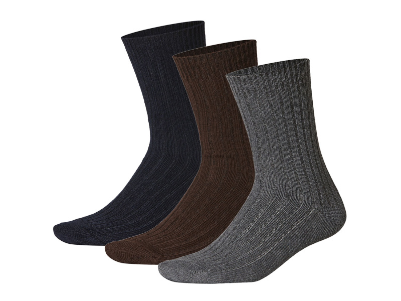esmara® Pánské termo ponožky, 3 páry (navy modrá / hnědá / šedá, 43-46)