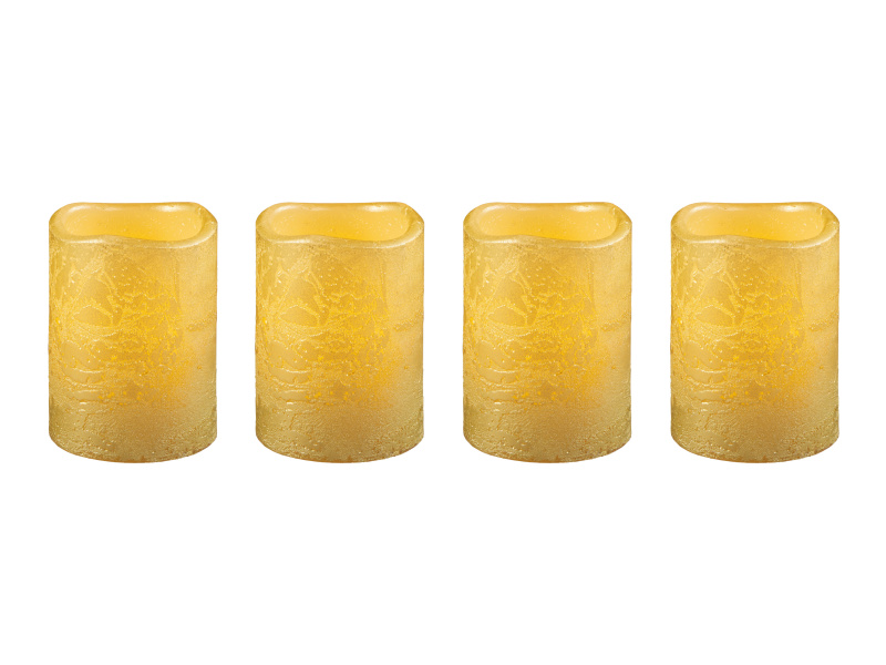 Livarno home LED svíčka z přírodního vosku, 2 ks / 4 ks (4 kusy, zlatá)