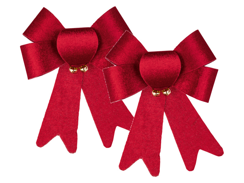 Livarno home Dekorativní mašle se zvonečky, 2 kusy (červená)