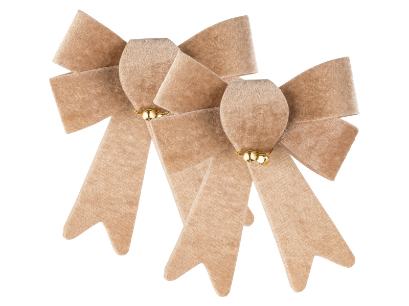 Livarno home Dekorativní mašle se zvonečky, 2 kusy (béžová)