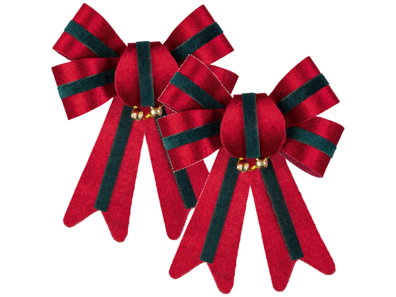 Livarno home Dekorativní mašle se zvonečky, 2 kusy (pruhy)