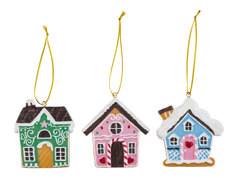 Livarno home Ozdoby na vánoční stromek, 3dílná sada (perníková chaloupka)