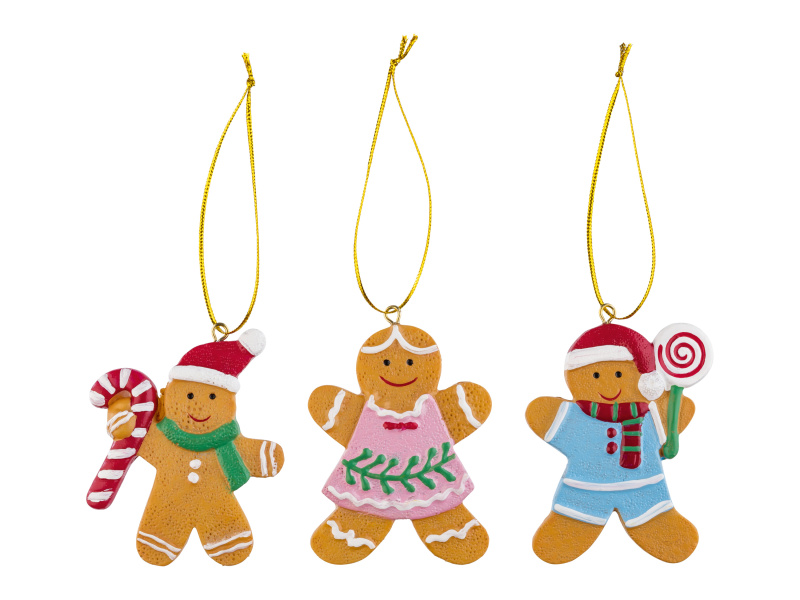 Livarno home Ozdoby na vánoční stromek, 3dílná sada (perníček)