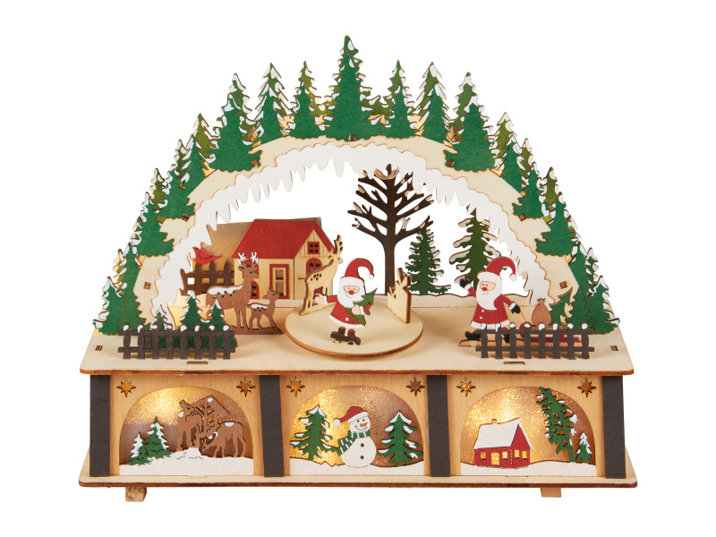 Livarno home Dřevěný LED domek s pohyblivými figurkami (vánoční oblouk)