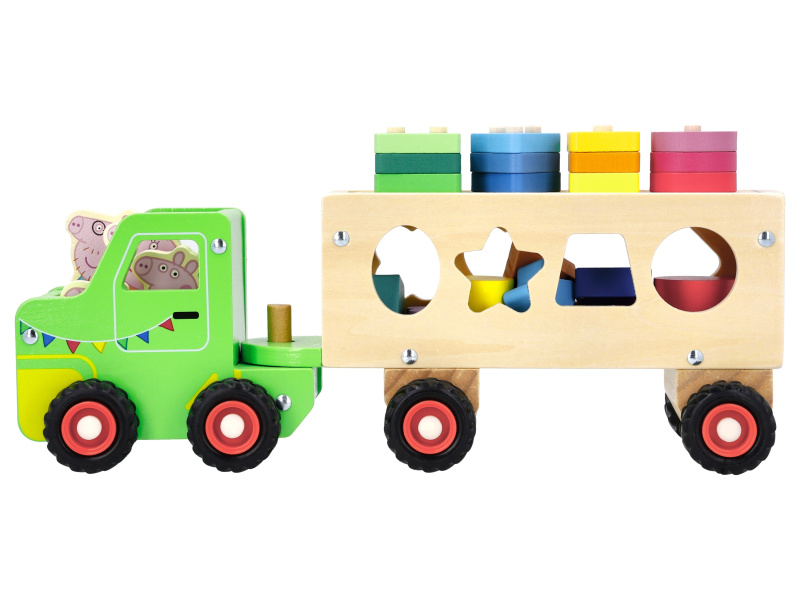 Dřevěný nákladní automobil Prasátko Peppa (nákladní automobil s tvary)