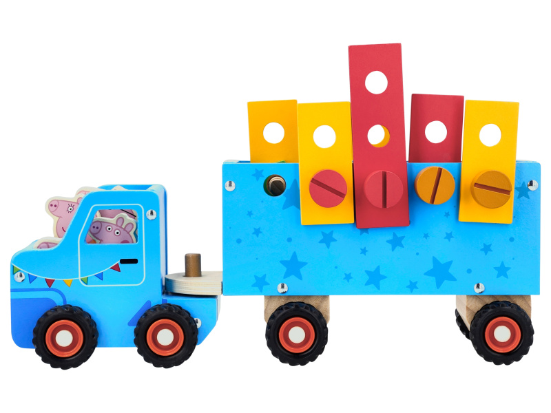 Dřevěný nákladní automobil Prasátko Peppa (nákladní atuomobil se stavebnicí)
