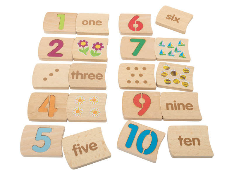 lupilu® Dřevěné pexeso na rozvoj hmatu a sluchu (číselné pexeso)