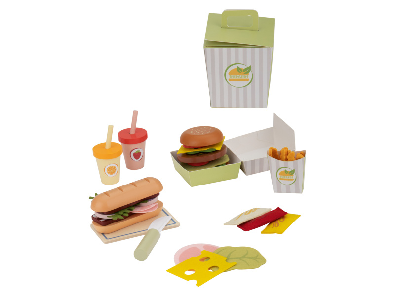 lupilu® Sada dřevěných potravin (burger/bageta)