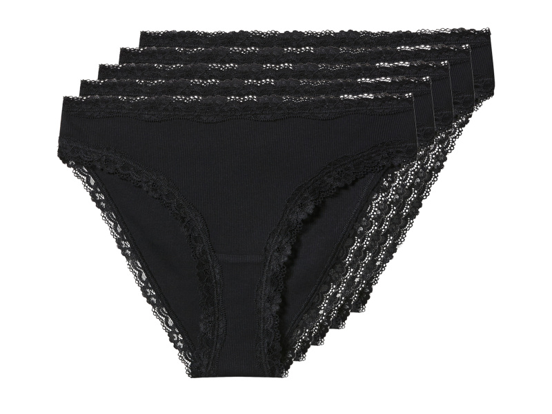 esmara® Dámské kalhotky s krajkou, 5 kusů (černá, S (36/38))