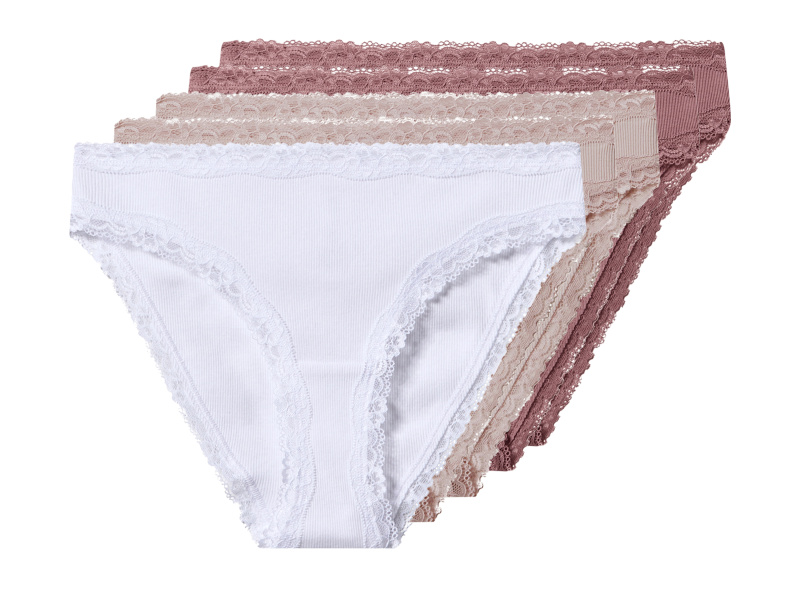 esmara® Dámské kalhotky s krajkou, 5 kusů (starorůžová / růžová / bílá, L (44/46))