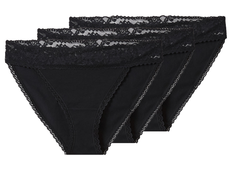 esmara® Dámské kalhotky s krajkou, 3 kusy (černá, S (36/38))