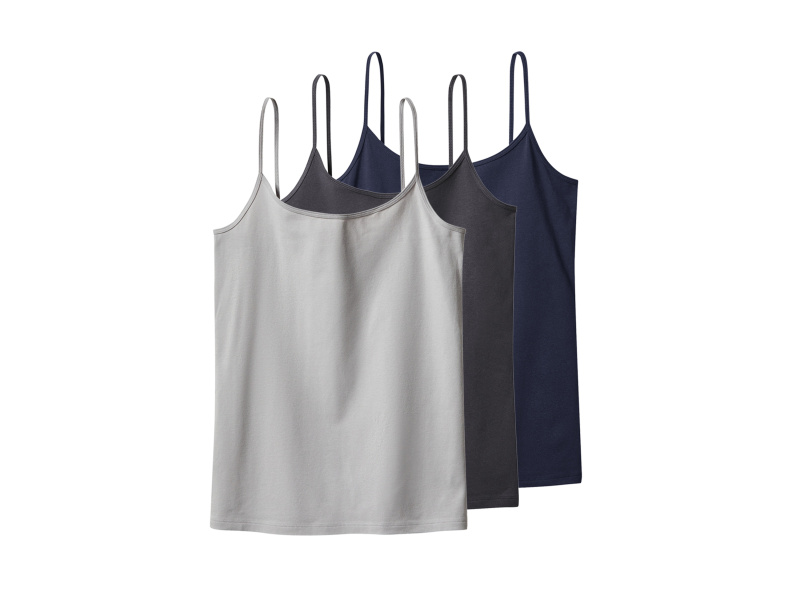 esmara® Dámská tílka na ramínka, 3 kusy (navy modrá / šedá, L (44/46))