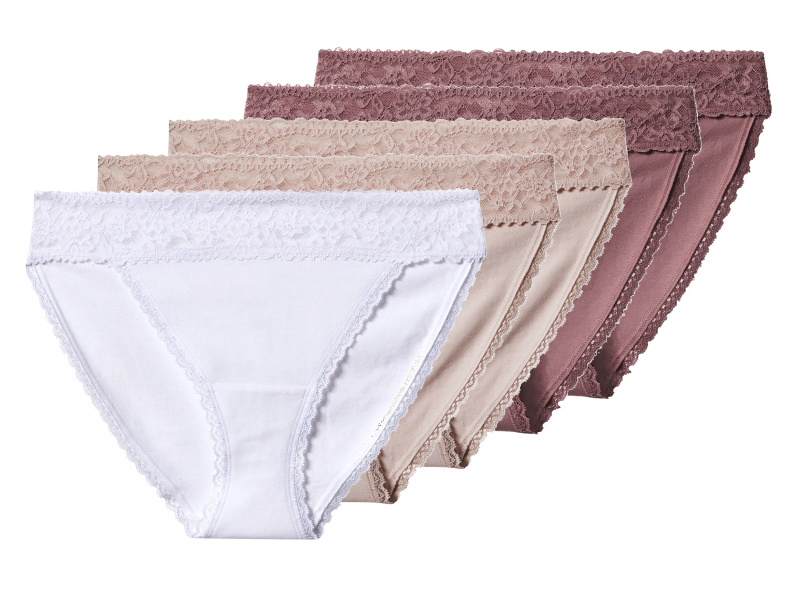 esmara® Dámské kalhotky s krajkou, 5 kusů (růžová / světle růžová / bílá, XL (48-50))