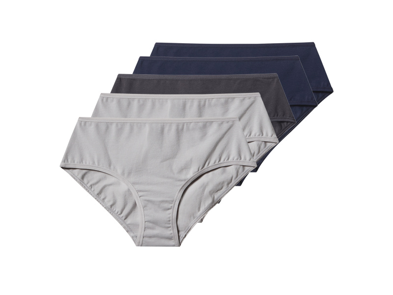 esmara® Dámské kalhotky s vysokým pasem, 5 kusů (navy modrá / šedá, S (36/38))