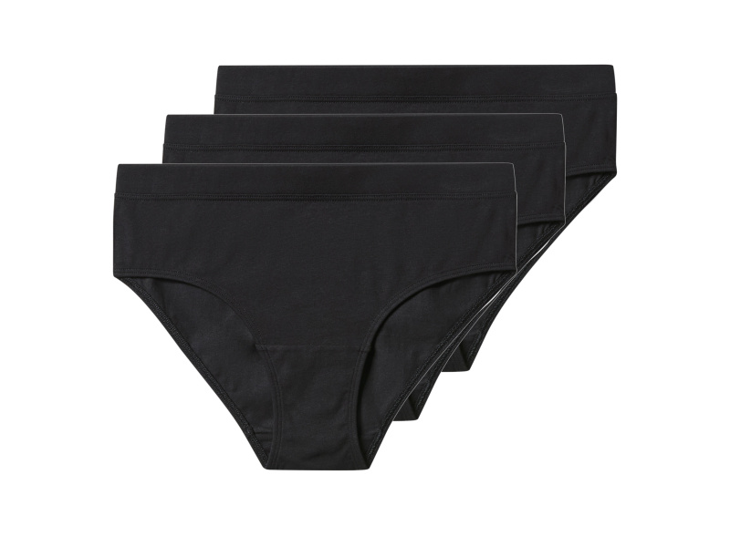esmara® Dámské kalhotky s BIO bavlnou, 3 kusy (černá, L(44/46))