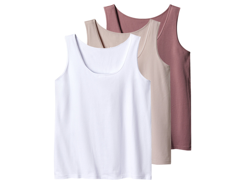 esmara® Dámské tílko, 3 kusy (tmavě růžová / světle růžová / bílá, 3Xl(56/58))