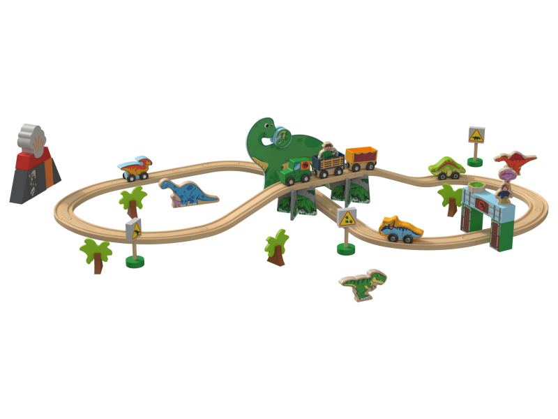 lupilu® Dřevěná železnice Sada dinosaurů / Statek (sada dinosaurů)