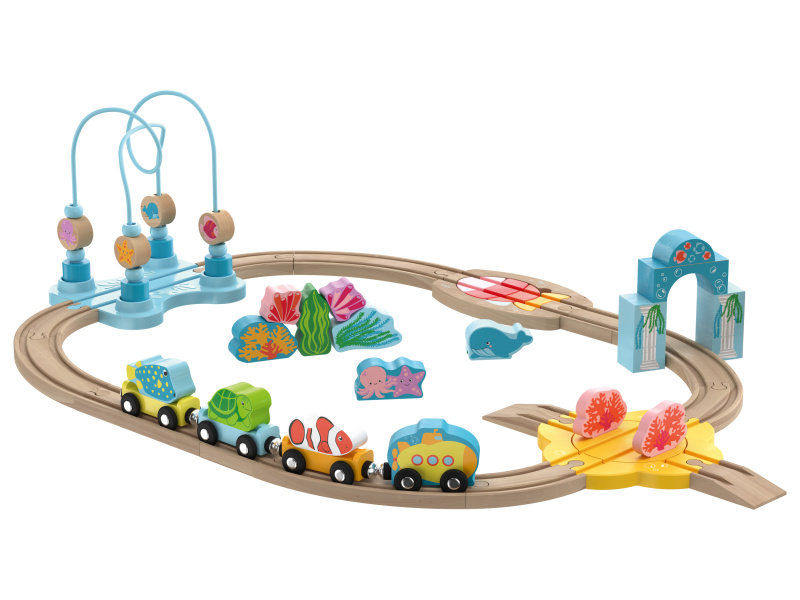 lupilu® Dřevěná železnice Montessori / Podvodní svět (podvodní svět)