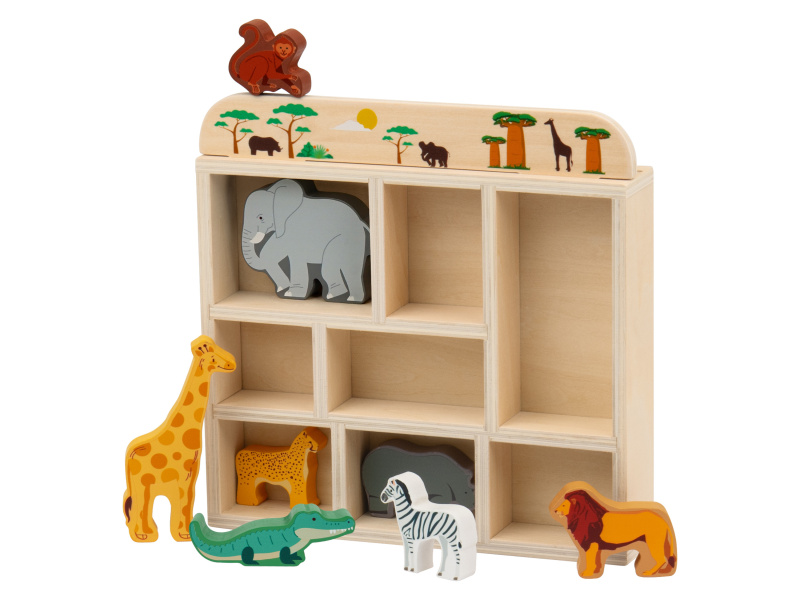 lupilu® Dřevěný box se zvířátky (safari zvířata)