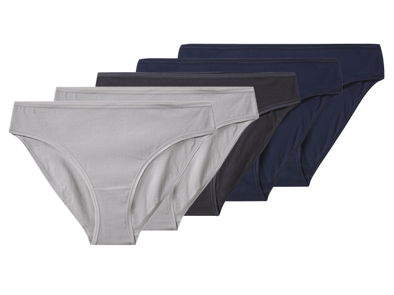 esmara® Dámské kalhotky, 5 kusů (navy modrá / tmavě šedá / světle šedá, Xl(48/50))